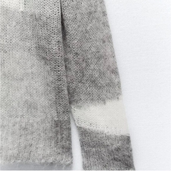 Zara Lightweight Open Knit Colorblock Long Line Sweater Alpaca & Wool Size L NWT - Picture 4 of 11